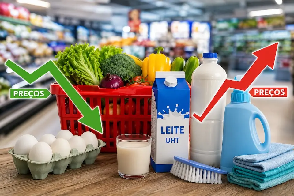 Preços de legumes e ovos caem em julho, enquanto leite UHT e itens de limpeza sobem