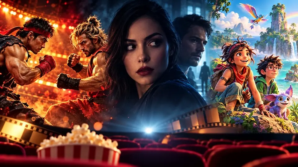 Programação do Cine Energia Guaíra de 15 a 21 de outubro de 2026 com os filmes Street Fighter, Verity e A Ilha Esquecida.