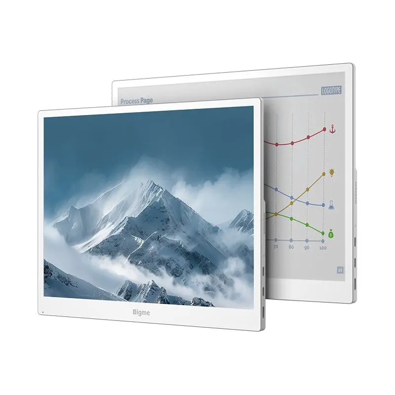 Monitor Bigme B13 Pro com tecnologia E Ink Kaleido 3, tela colorida de 13,3 polegadas, conexão USB-C e design portátil para produtividade e leitura.