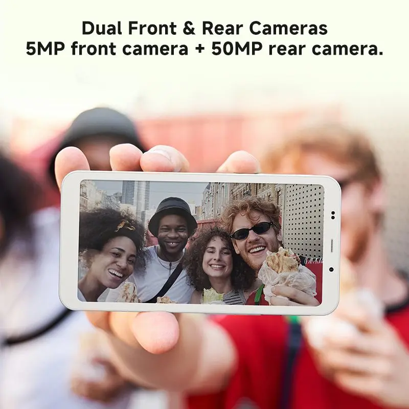 Câmeras do Bigme HiBreak Dual 3 Bigme HiBreak Dual 3 com câmera frontal de 5 MP e câmera traseira de 50 MP